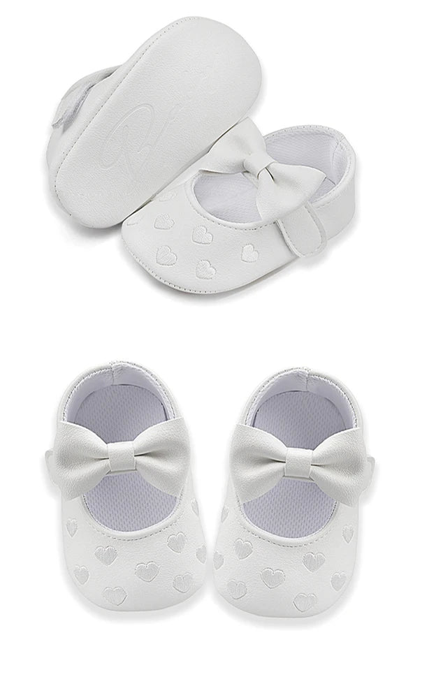 Baby Shoes Classic Dress Cute Bow-knot Heart Anti-slip Soft Sole