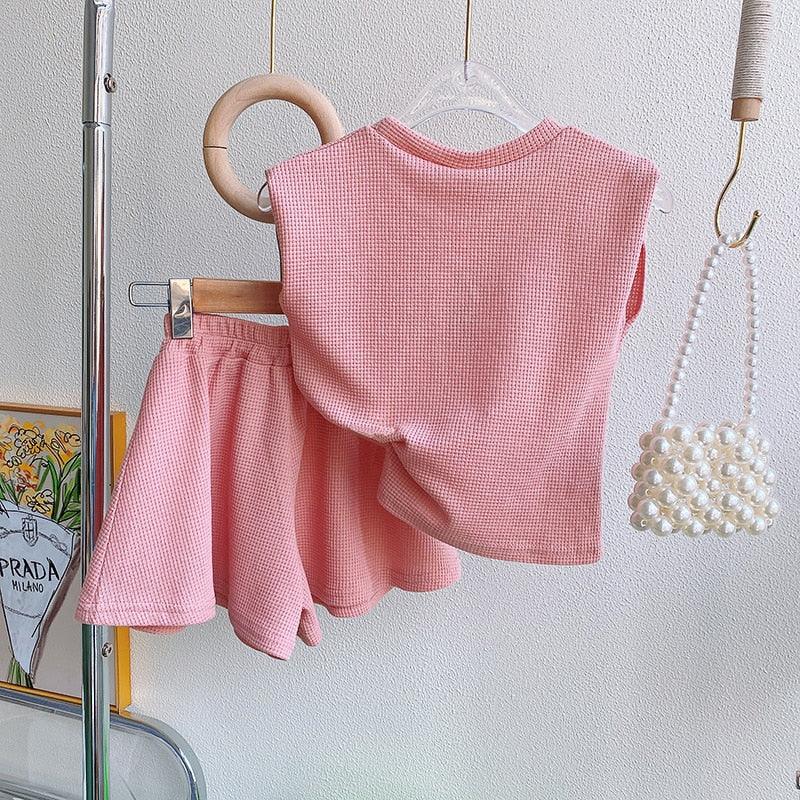 Angelica Girls Clothing Summer Short Sleeve Children Two Piece Set - GuGuTon baby store - Baby Fashion - Toddlers Outfits - Babies Outfits - Toddler Clothes - Kids Clothing - Newborn Clothes - Newborn Wear - Kids Wear - Trending Clothes - Trending Outfits - Fall Fashion - Winter Fashion - Girls Clothes - Boys Clothes - Babies Wear - Kids Accessories - KidsWear - Summer Clothes - Summer Fashion - Summer Trend - Falls Sweaters - Tops - Bottom - Jeans - Blouse - Dresses - Newborn Dresses - Toys