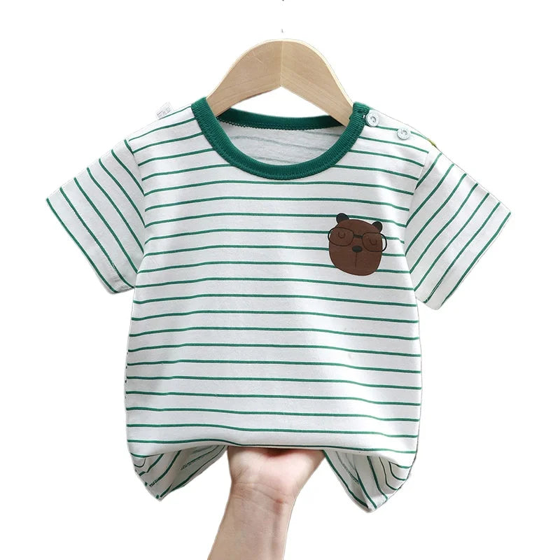 Estevan New Arrival Striped Short Sleeve Tees - GuGuTon baby store - Baby Fashion - Toddlers Outfits - Babies Outfits - Toddler Clothes - Kids Clothing - Newborn Clothes - Newborn Wear - Kids Wear - Trending Clothes - Trending Outfits - Fall Fashion - Winter Fashion - Girls Clothes - Boys Clothes - Babies Wear - Kids Accessories - KidsWear - Summer Clothes - Summer Fashion - Summer Trend - Falls Sweaters - Tops - Bottom - Jeans - Blouse - Dresses - Newborn Dresses - Toys