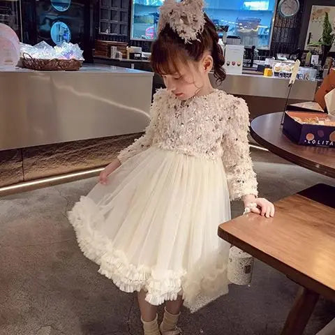 Girls Dress Autumn and Winter New 2023 Cashmere Foreign Style Princess Dress