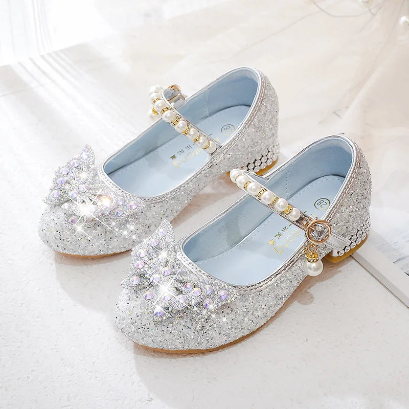 Girls' High Heels Princess Shoes Children's Crystal Showway Performance Shoes