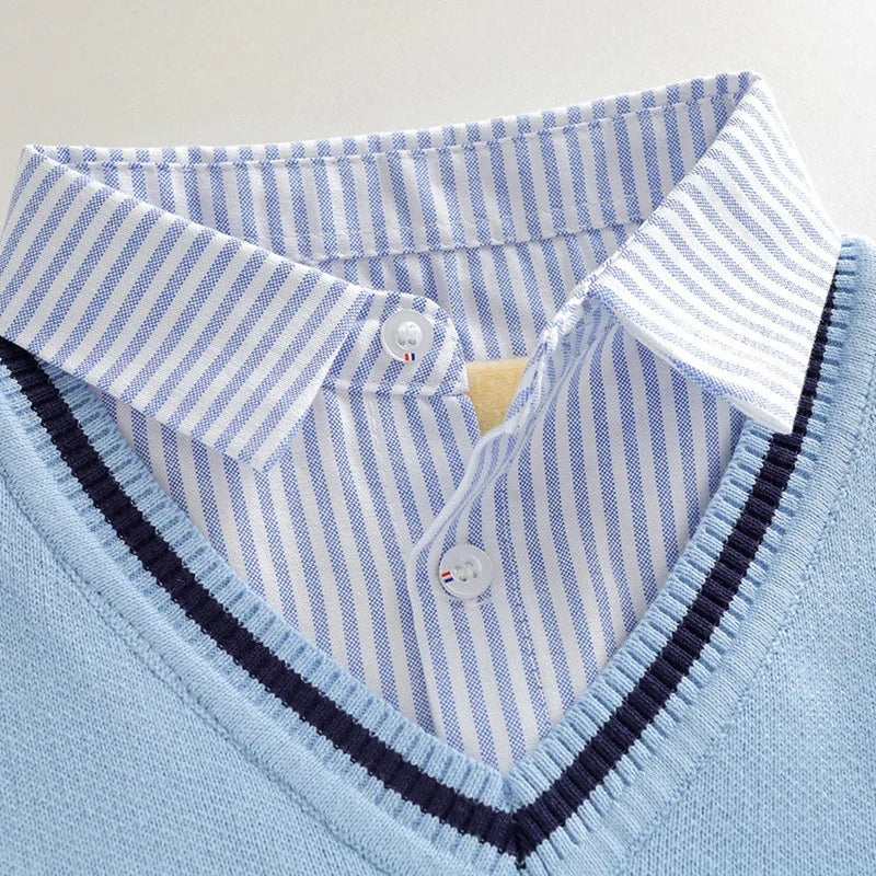 Andres Uniform Turn Collar Vest Sweater - GuGuTon baby store - Baby Fashion - Toddlers Outfits - Babies Outfits - Toddler Clothes - Kids Clothing - Newborn Clothes - Newborn Wear - Kids Wear - Trending Clothes - Trending Outfits - Fall Fashion - Winter Fashion - Girls Clothes - Boys Clothes - Babies Wear - Kids Accessories - KidsWear - Summer Clothes - Summer Fashion - Summer Trend - Falls Sweaters - Tops - Bottom - Jeans - Blouse - Dresses - Newborn Dresses - Toys