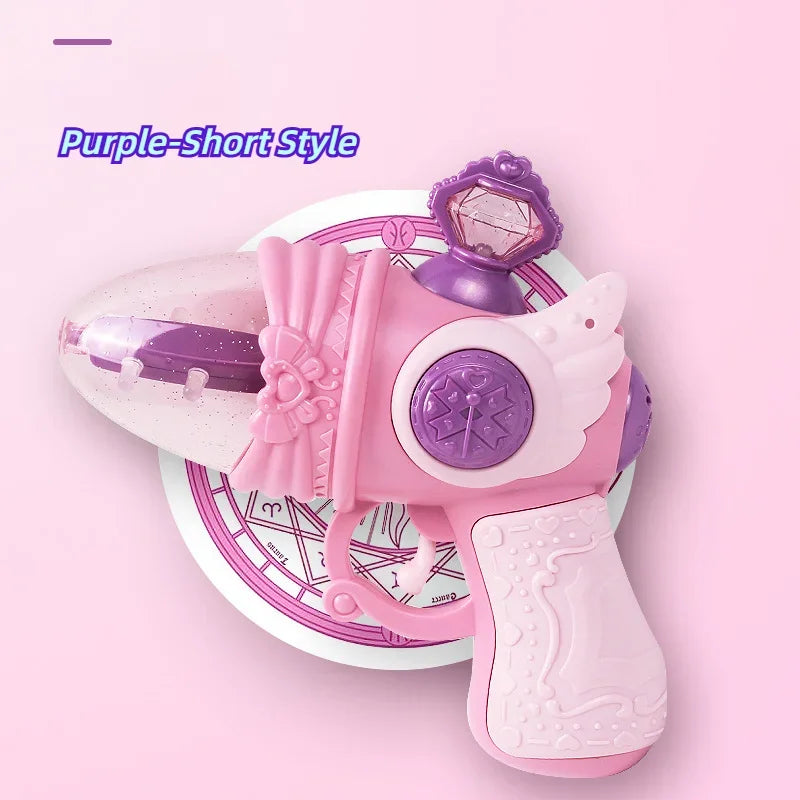 Girls Magical Electric Toy Gun Sound Light Gun Twirling Star Decoration Sweet Cute Princess Toy Non-firing Kids Birthday Gifts