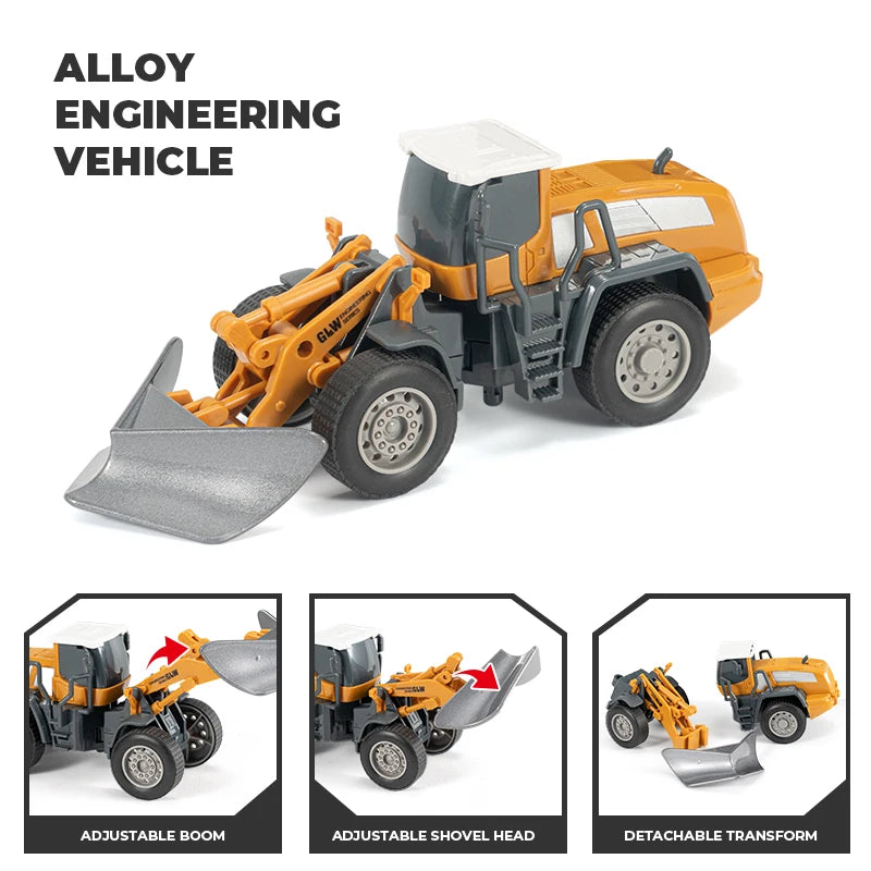 Engineering Vehicle Toys for Boys Alloy+Plastic Tractor Excavator Bulldozer Crane Truck Model Diecast Children Collection Gifts