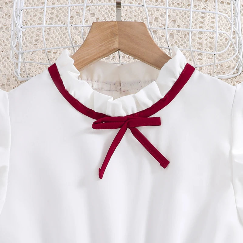 Emma Kids Dress for Girls with Pleated Skirt and Bow Tie