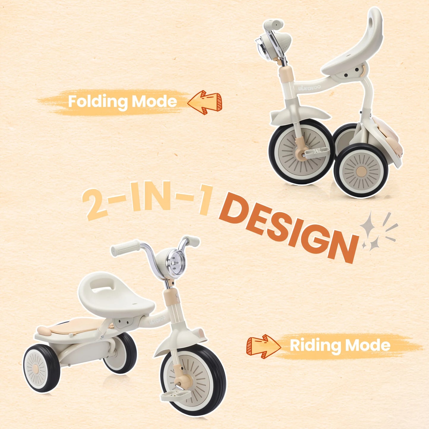 4-in-1 Kids Tricycle – 3-Wheel Baby Bicycle Toy for 1-5 Year Old Toddlers, Balance Bike Mode, Ideal Gift for Boys & Girls