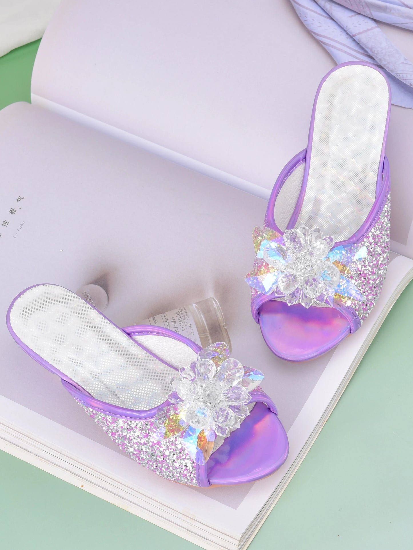 Brielle Girls Crystal Slippers High Heels - Perfect for All Seasons