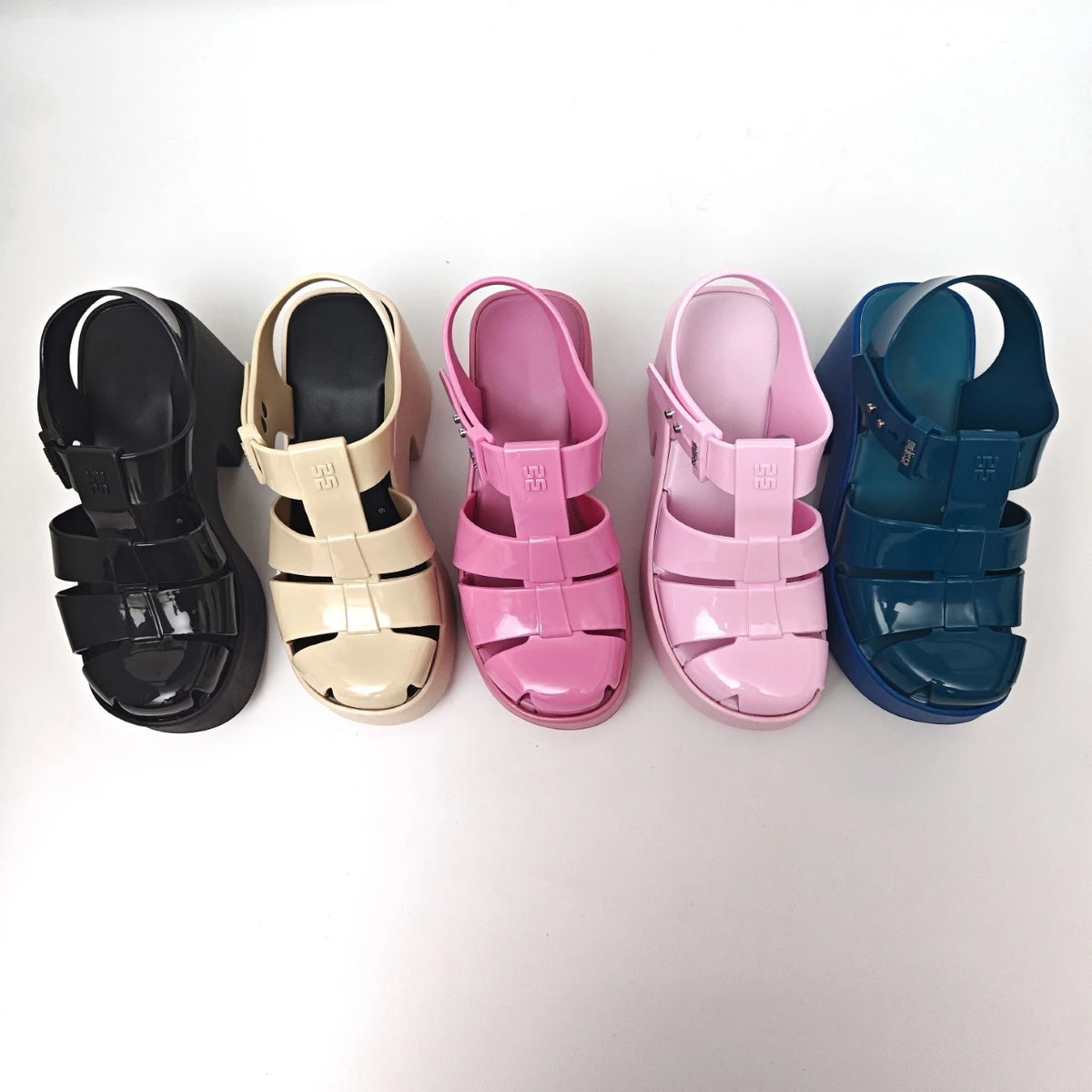 Women's Jelly Shoes Adult Girls Hollow Toe High Heels Roman Sandals Ladies Non-slip Beach Shoes Candy Fragrance Sandals 35-40