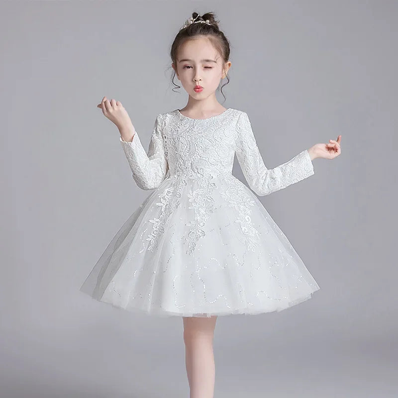 Fashion Flower Girl Dresses for Weddings Lace Long Sleeve  Bridesmaid Dress