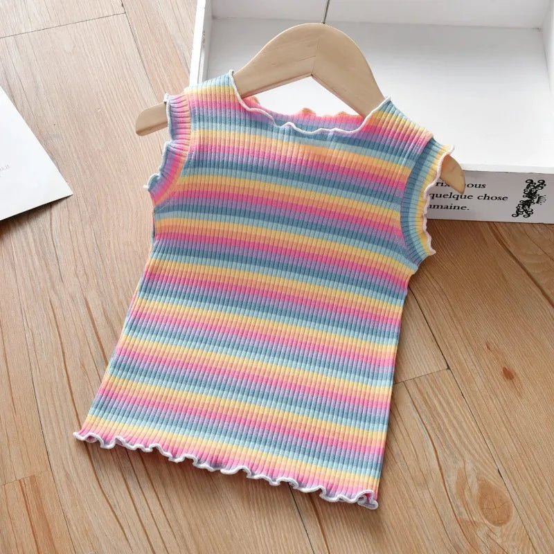 Rosaura Baby Rainbow Striped Casual Tops