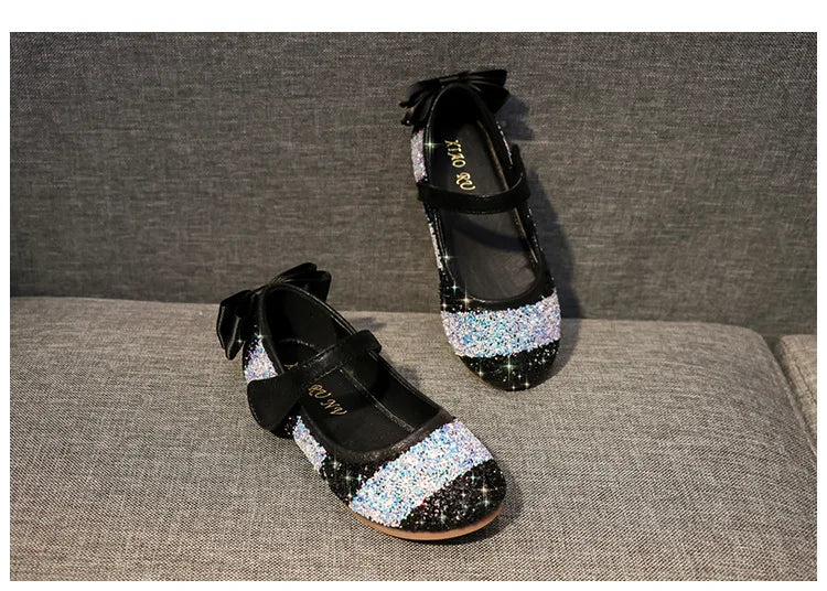 Girl Shoes Spring New Girls Soft Sole Leather Shoes Rainbow Sequins Dress Princess Shoes Kids Shoe Mary Jane Shoe Zapatos Niña