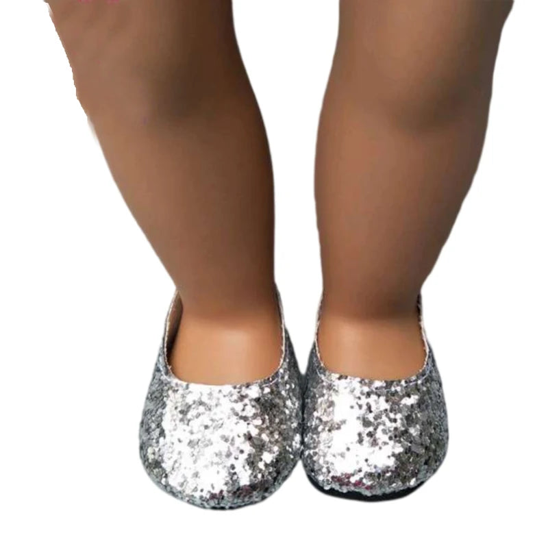 Baby Doll Shoes for 43cm Born Baby Doll Single Shoes Fits for 18" Girl Doll Sequin Shoes Accessories