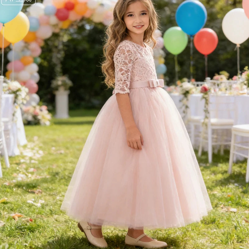 Teenager Girls White Bridesmaid Dresses Wedding Birthday Party Ball Gown