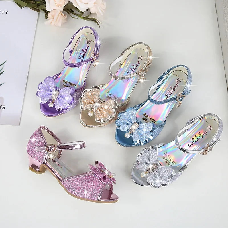 Girls Princess Shoes Summer Children High Heels Open-toe Party Wedding Toddlers Sandals