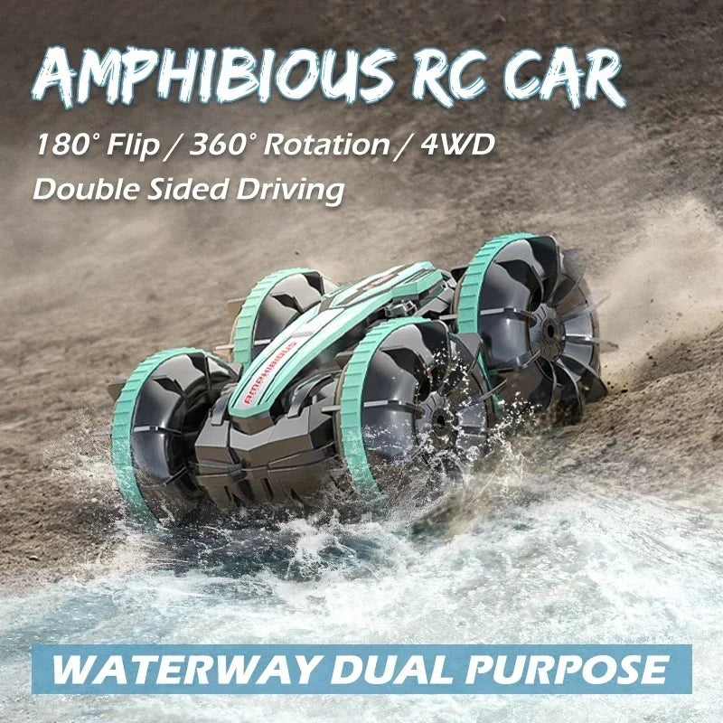 Amphibious RC Car Remote Control Stunt Car 4WD Drift Racing Off Road Waterproof 360° Rotation Stunt Crawler Vehicle Gift Boy Kid
