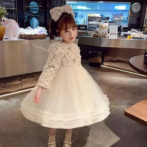 Girls Dress Autumn and Winter New 2023 Cashmere Foreign Style Princess Dress