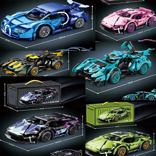 Hot Technical Building Blocks Car Racing Sport Speed Vehicle Model City Mechanical Super Bricks Puzzle Toy Adult Gift Toys Adult