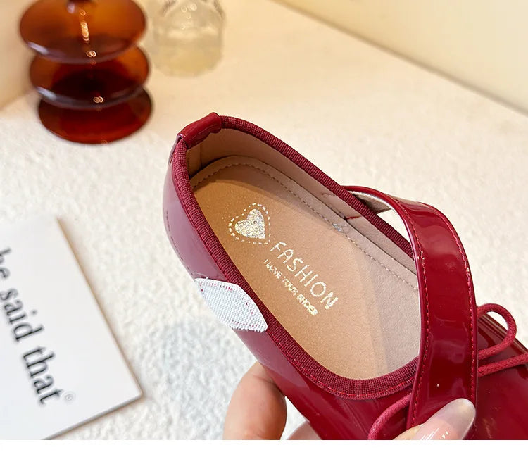 Girls' Princess Shoes Spring  Autumn New Fashion Bow PU Leather Loafer Non-slip School Student Loafer Flats