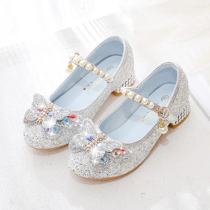 Girls' High Heels Princess Shoes Children's Crystal Showway Performance Shoes