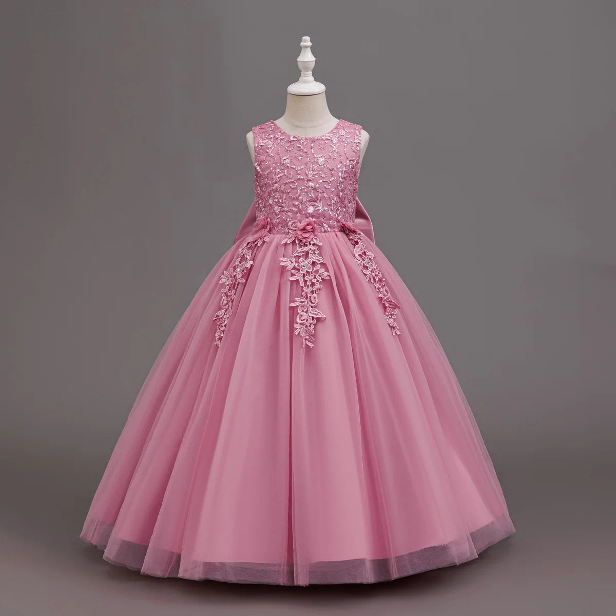 4-12 Years Old Flower Girl Dress Elegant Girl Birthday Party Dress Tulle Embroidered Girl Prom Evening Dress