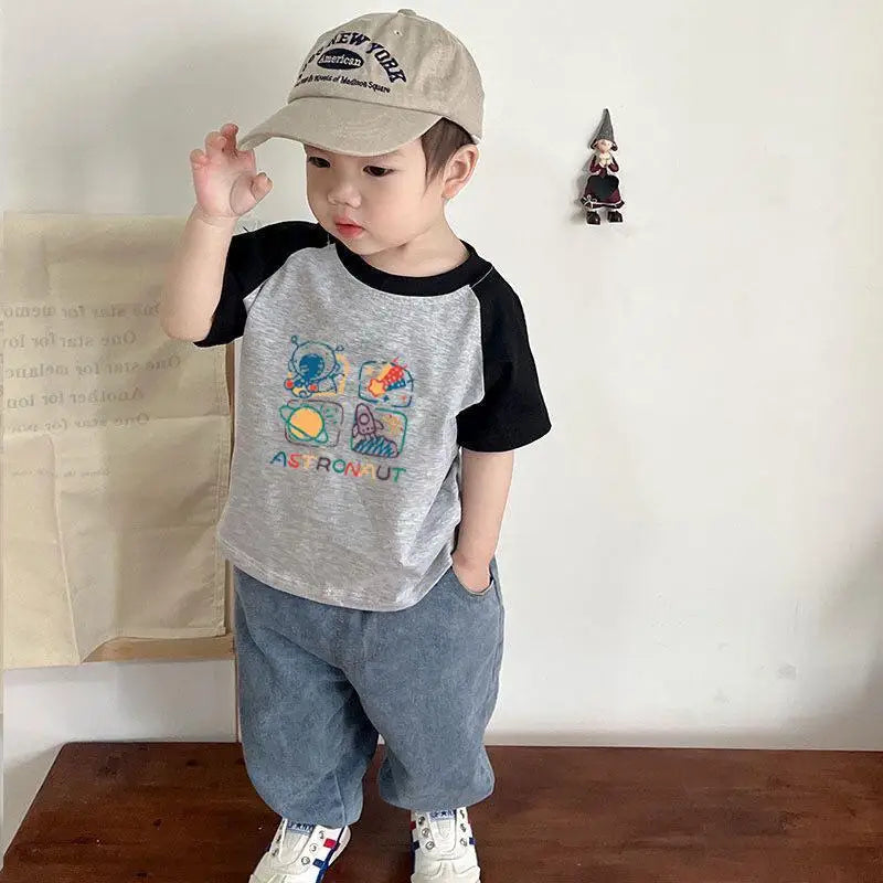 Raymond O-Neck Patchwork Tees - GuGuTon baby store - Baby Fashion - Toddlers Outfits - Babies Outfits - Toddler Clothes - Kids Clothing - Newborn Clothes - Newborn Wear - Kids Wear - Trending Clothes - Trending Outfits - Fall Fashion - Winter Fashion - Girls Clothes - Boys Clothes - Babies Wear - Kids Accessories - KidsWear - Summer Clothes - Summer Fashion - Summer Trend - Falls Sweaters - Tops - Bottom - Jeans - Blouse - Dresses - Newborn Dresses - Toys