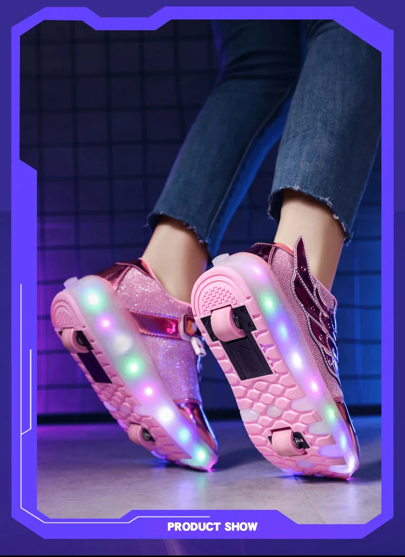 Dual-Use Sneakers Roller Shoes for Kids