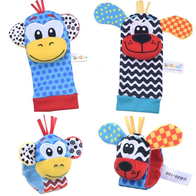 Baby Wrist Rattles Socks Newborn Animal Socks Infants Foot Finder 0-12 Months
