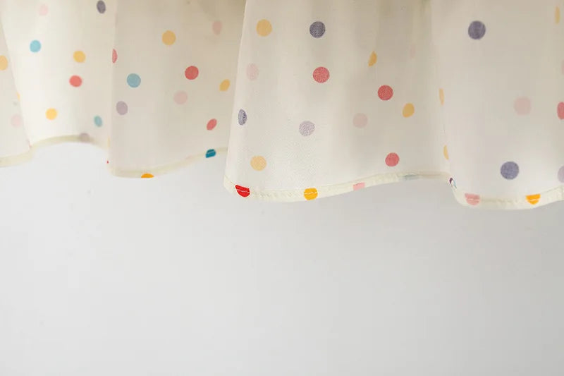Cotton Dress for Baby Girl Heart Shaped Button Colorful Dress