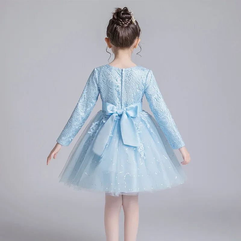 Fashion Flower Girl Dresses for Weddings Lace Long Sleeve  Bridesmaid Dress