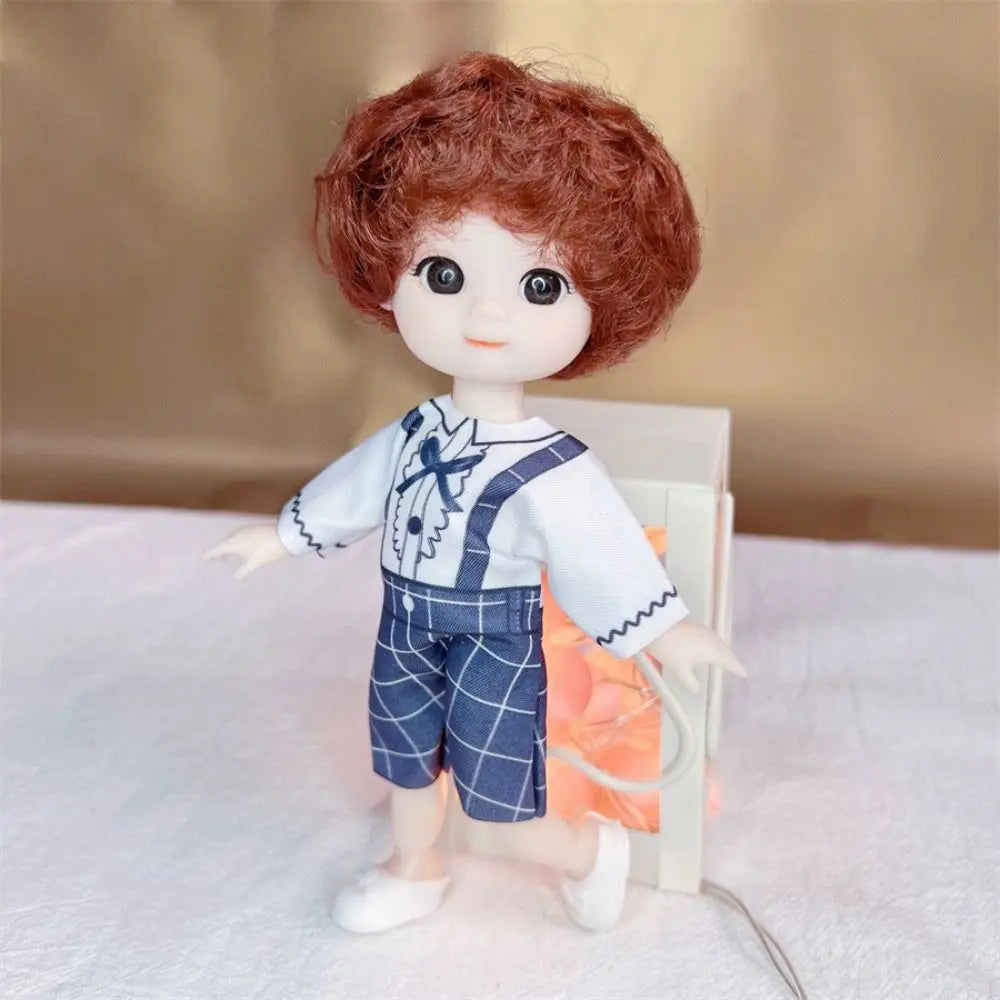1/8 16CM BJD Doll Ball Jointed Body Anime Eyes Cute Madeup Full Set With Fashion Clothes Headdress DIY Toys For Girl Gift
