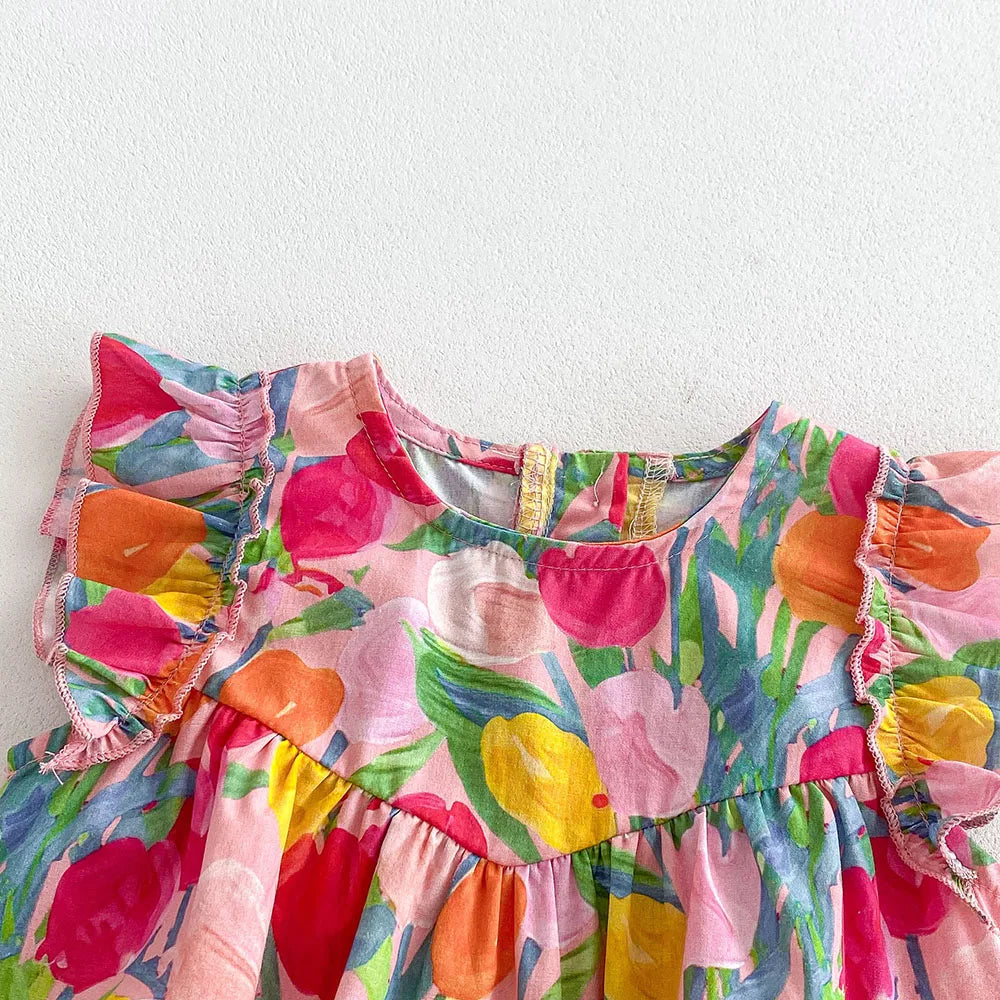 Tulip Ruffle Sleeve Romper