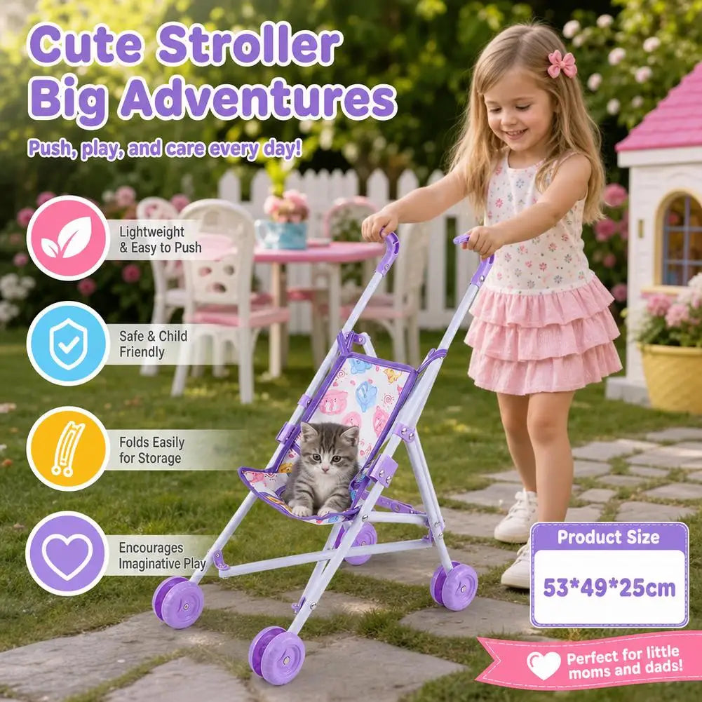 Trendy Interactive Dolls Pram Play Toys Plastic Doll Handcart Stable Baby Stroller for Boys Girls Babies