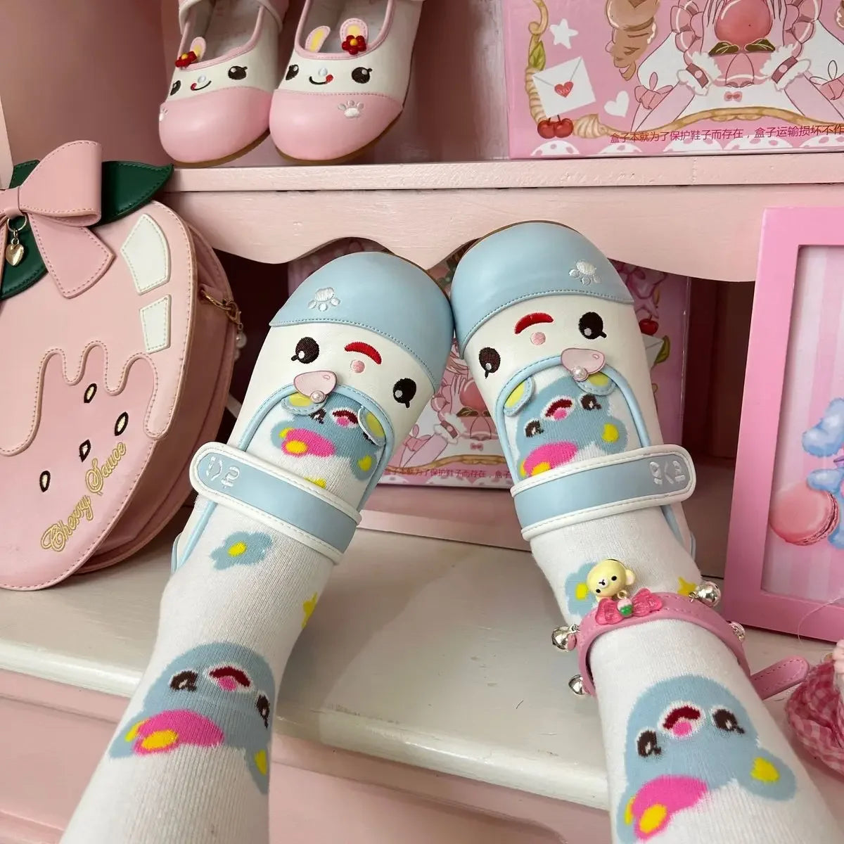 Summer Autumn New Sweet Girl Cute Indoor Round-toe Shoes Japanese Cartoon Mp Jojifuku Lolita Flat Shoes Y2k Accessories