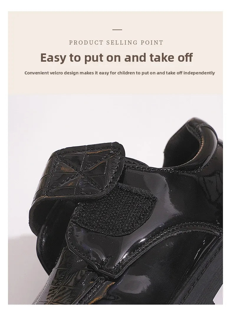 Boys Leather Shoes Spring Autumn Fashion Kids Soft Sole Shoes School Student Performance Flats Big Children's Shoes Black Formal