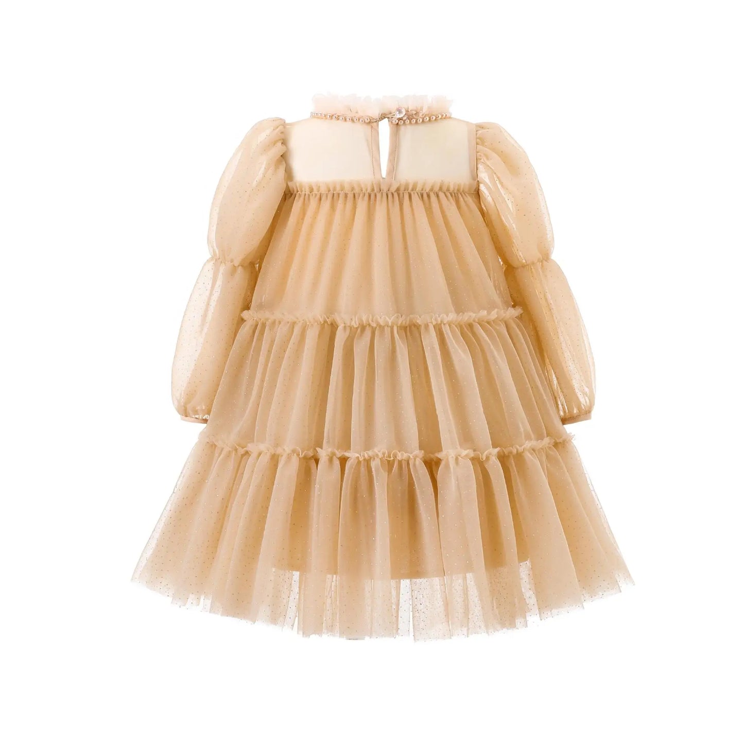 Girl Princess Dress 3 4 5 6 7years Round Collar Long Sleeves Baby Party Dress