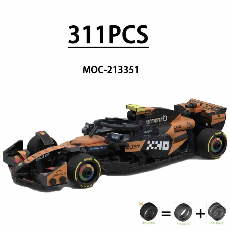 F1 Racing Car Building Blocks 8-Grid Racing Champion Vehicle (With Stickers) Children's Birthday Gift Christmas Toy Gift