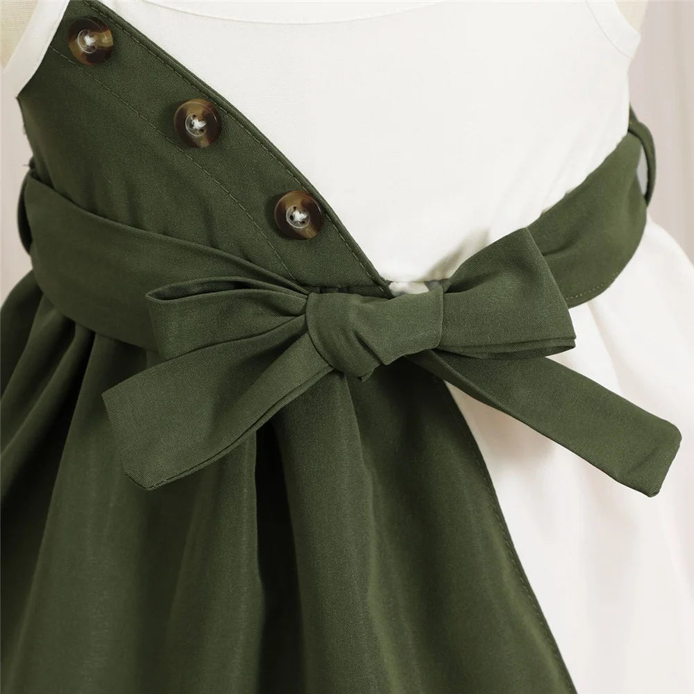 Mary Baby Girl Summer Daily Strap Color Matching Dress