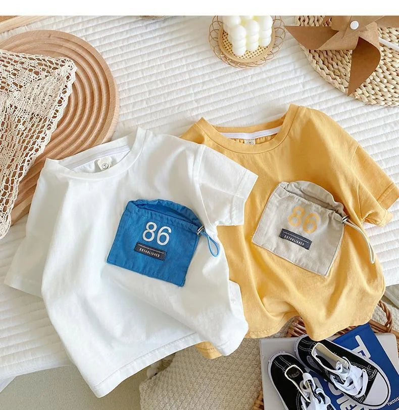 Tobias Muslin Pocket Spliced Cool Tees - GuGuTon baby store - Baby Fashion - Toddlers Outfits - Babies Outfits - Toddler Clothes - Kids Clothing - Newborn Clothes - Newborn Wear - Kids Wear - Trending Clothes - Trending Outfits - Fall Fashion - Winter Fashion - Girls Clothes - Boys Clothes - Babies Wear - Kids Accessories - KidsWear - Summer Clothes - Summer Fashion - Summer Trend - Falls Sweaters - Tops - Bottom - Jeans - Blouse - Dresses - Newborn Dresses - Toys