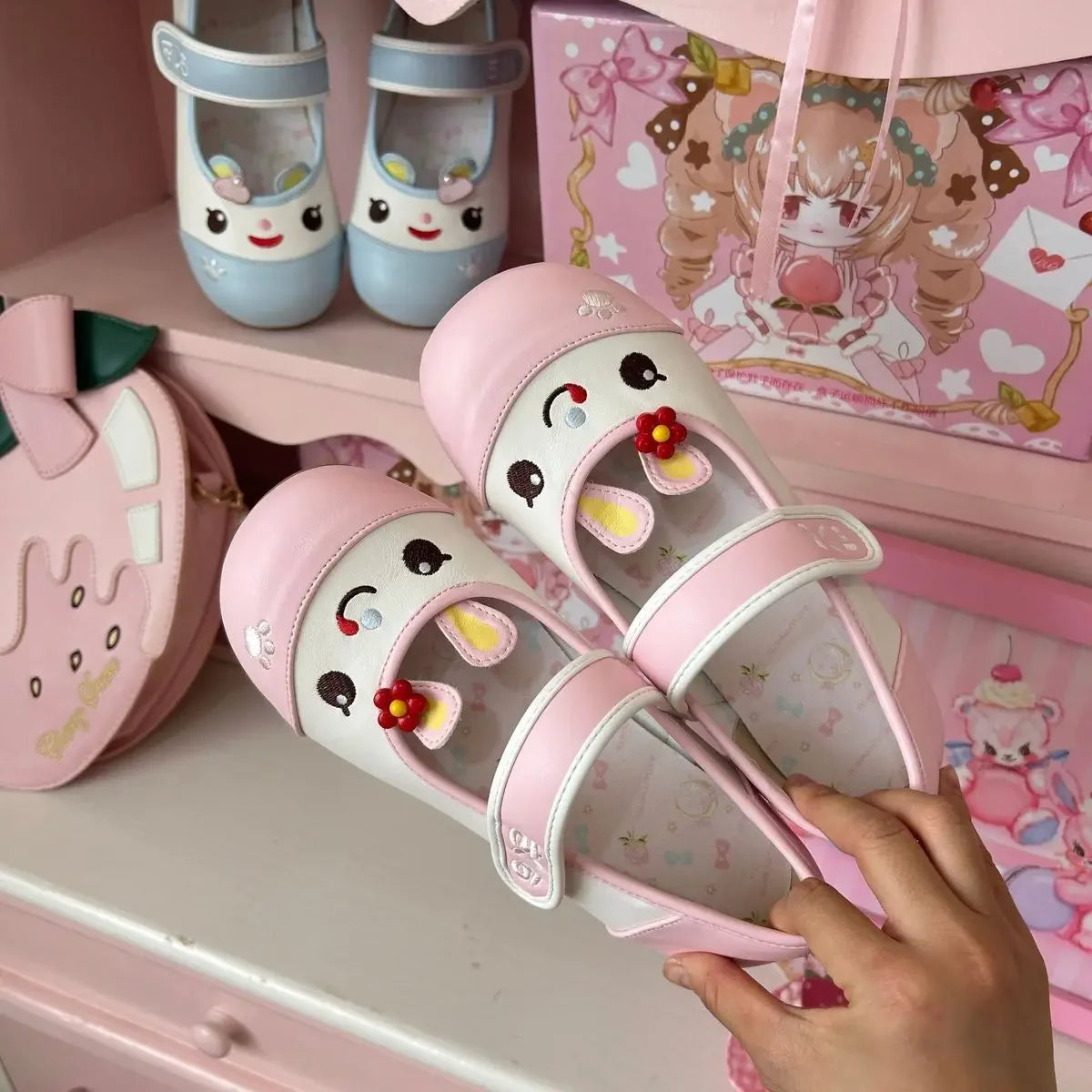 Summer Autumn New Sweet Girl Cute Indoor Round-toe Shoes Japanese Cartoon Mp Jojifuku Lolita Flat Shoes Y2k Accessories