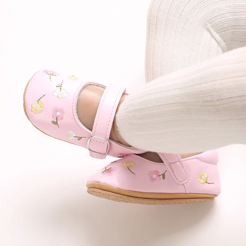 Spring And Autumn Baby Girl's Walking Shoes Anti Slip One Year Old Soft Soled Baby Shoes Princess Shoes Single Shoes