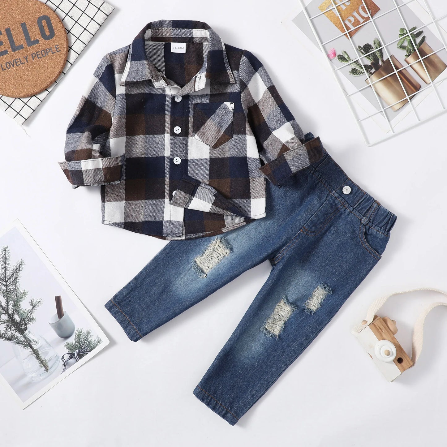 Toddler Winter Outfits Denim Jeans Set for Ages