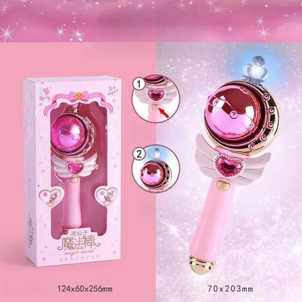 Fairy Magic Wand Glowing Musical Sound Effects Toys Cutie Moon Rod Wand Figure Toys Queen Transformation Wand Stick Girls Gifts