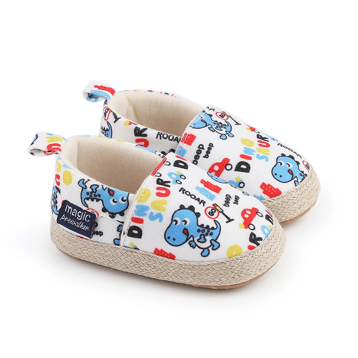 Baby Boy Girl Shoes Dinosaur Print Closed Toe Walking Shoes