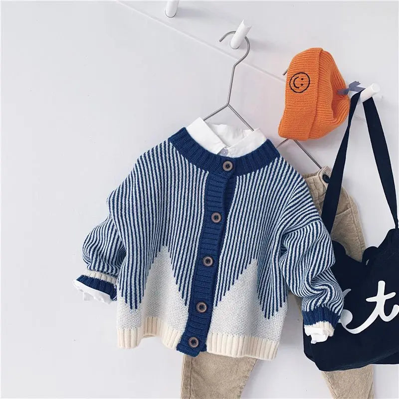 Martina Patchwork Korean Edition Baby Boy Knitted Single Breasted Children's