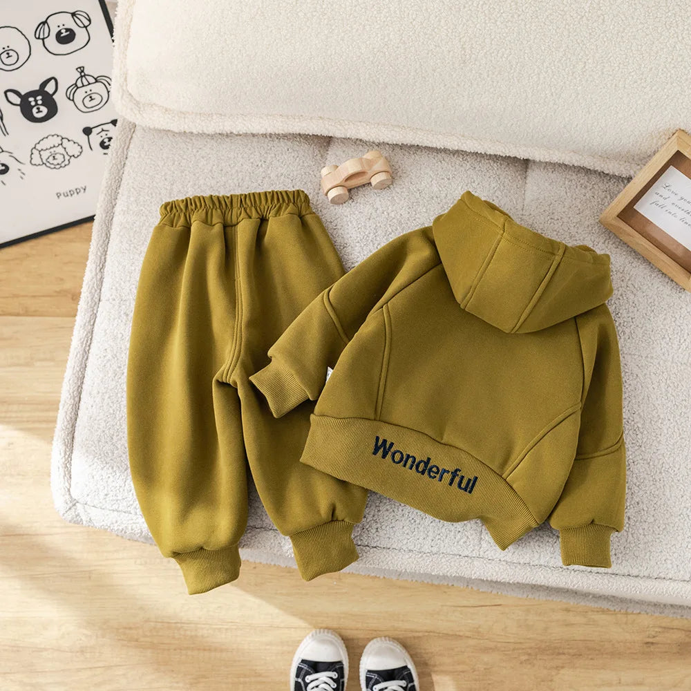IYEAL Winter Fleece Two-Piece Set for Boys