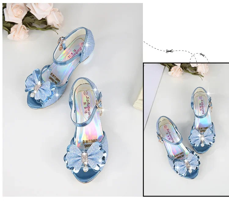 Girls Princess Shoes Summer Children High Heels Open-toe Party Wedding Toddlers Sandals