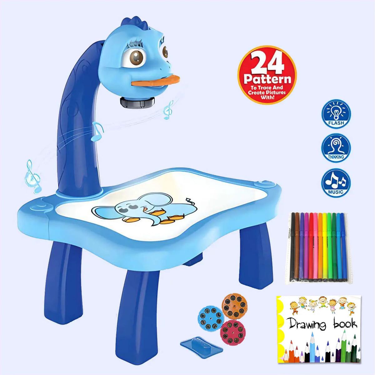 Drawing Projector for Kids, Mini Multi-Functional Writing Board Learning Drawing Educational Toys, Ideal Toy for 3+ Girls & Boys