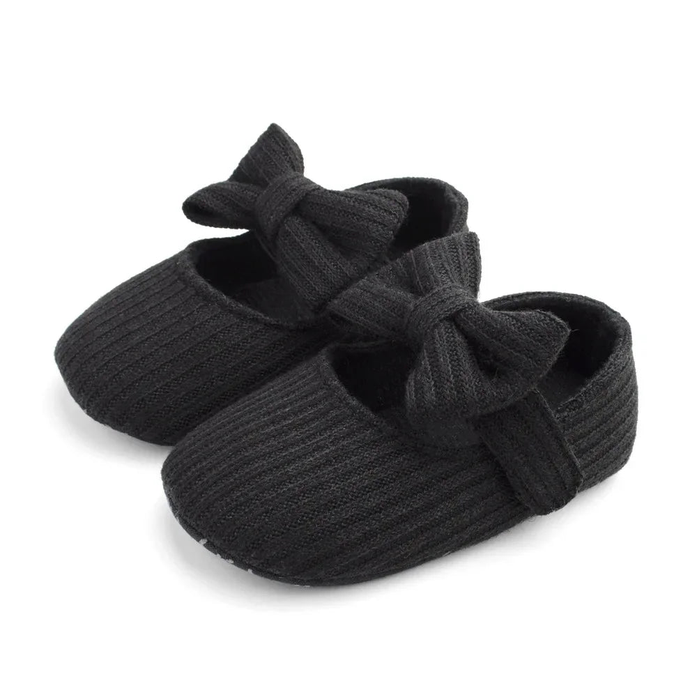 0-1 Year Baby Girl Soft Sole Shoes Infant Toddler Knitted Cute Shoes Little Girl Bow First Walkers One Year Old Baby Girl Shoes