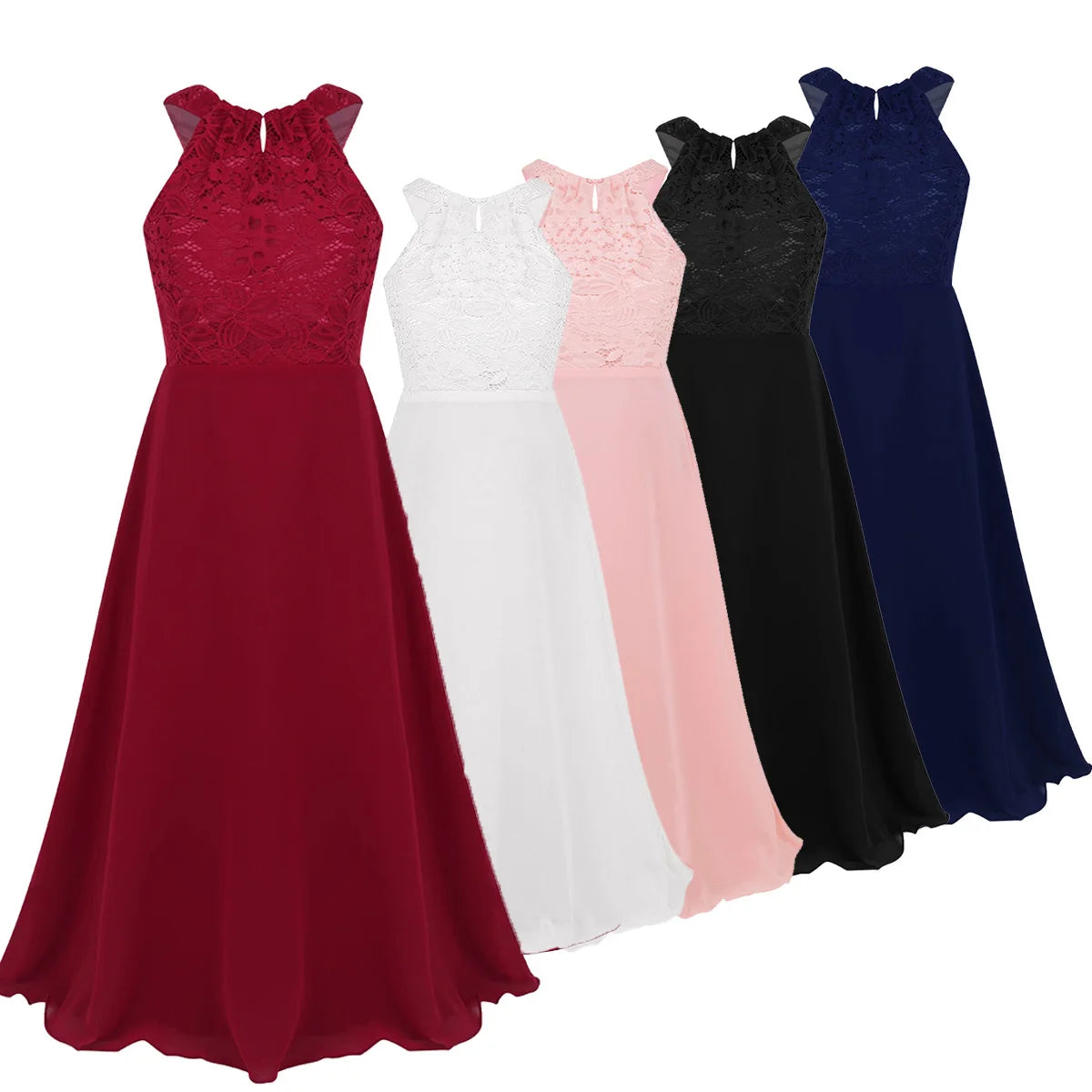 Summer Fashion Flower Girls Dress Wedding  Birthday Party Kids Long Dress