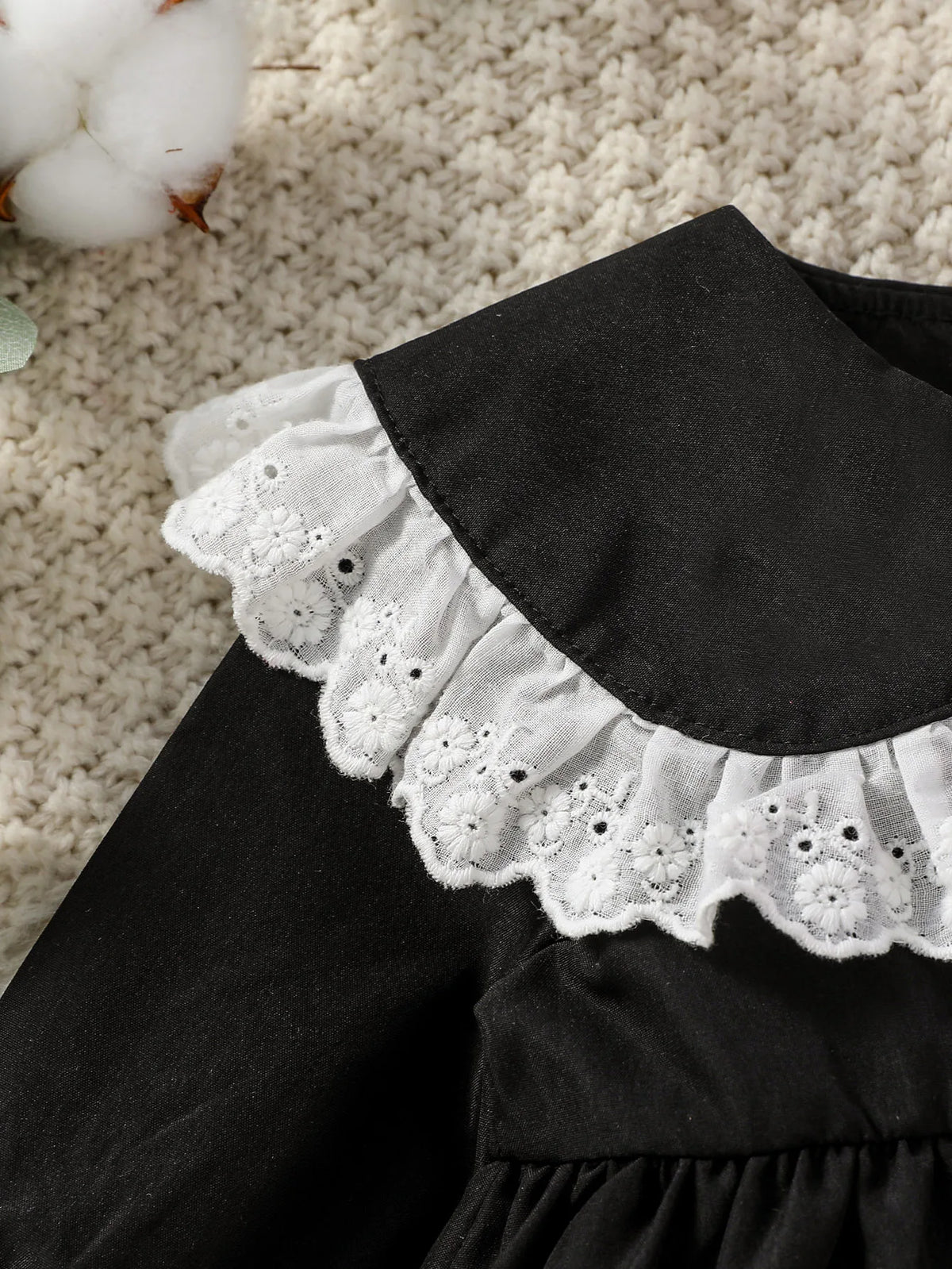 2025 Baby Girls' Dresses Autumn New Style Long Sleeve Doll Collar With Lace Princess Dresses